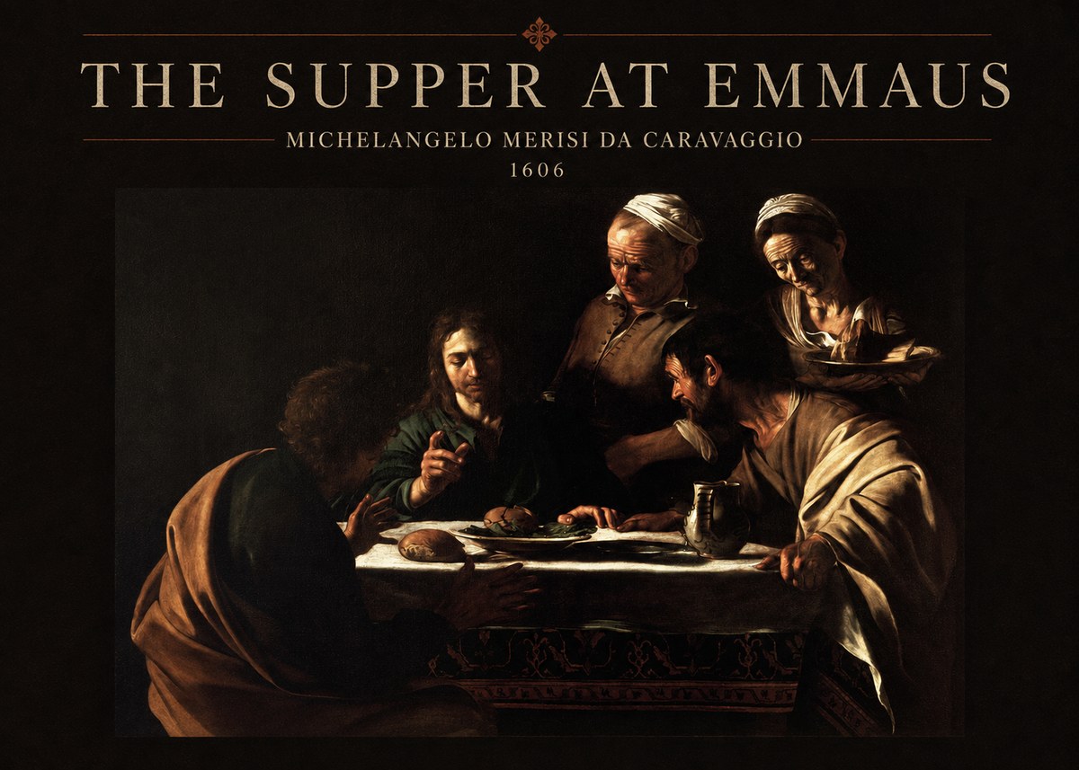 Michelangelo Merisi da Caravaggio The Supper at Emmaus II No3 - Plakát