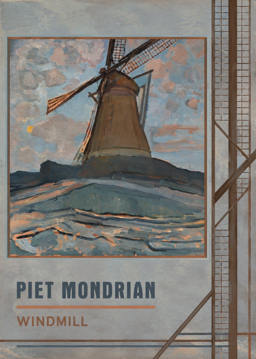 Piet Mondrian Windmill No5 - Plakát