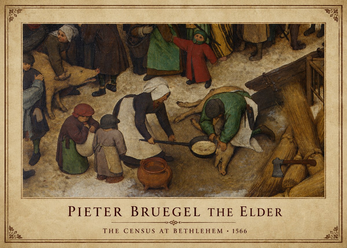 Pieter Bruegel The Census at Bethlehem VI No1 - Plakát