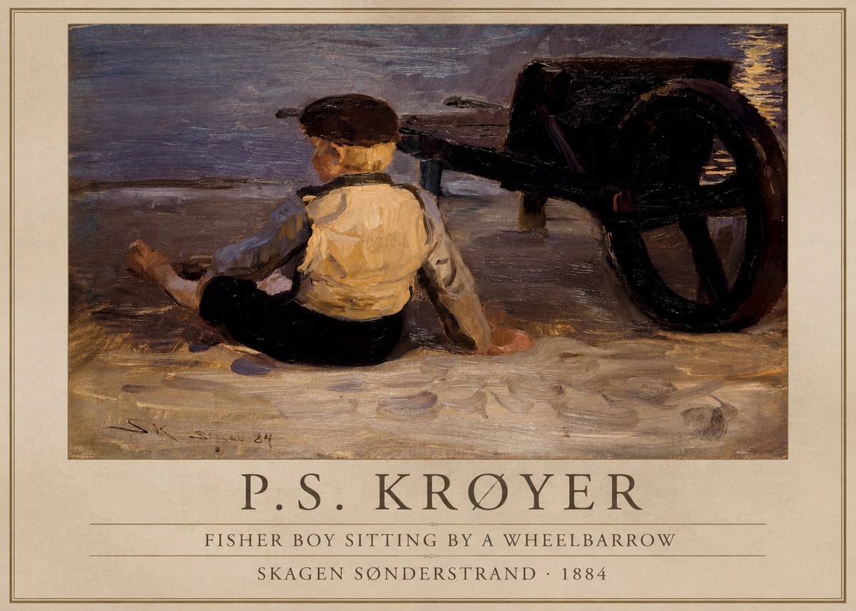 P.S. Krøyer Fisher Boy Sitting by a Wheelbarrow No1 - Plakát