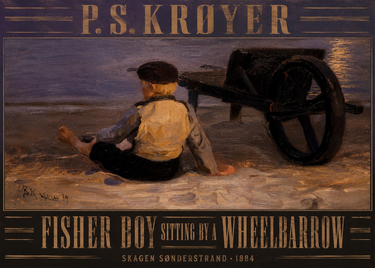 P.S. Krøyer Fisher Boy Sitting by a Wheelbarrow No3 - Plakát