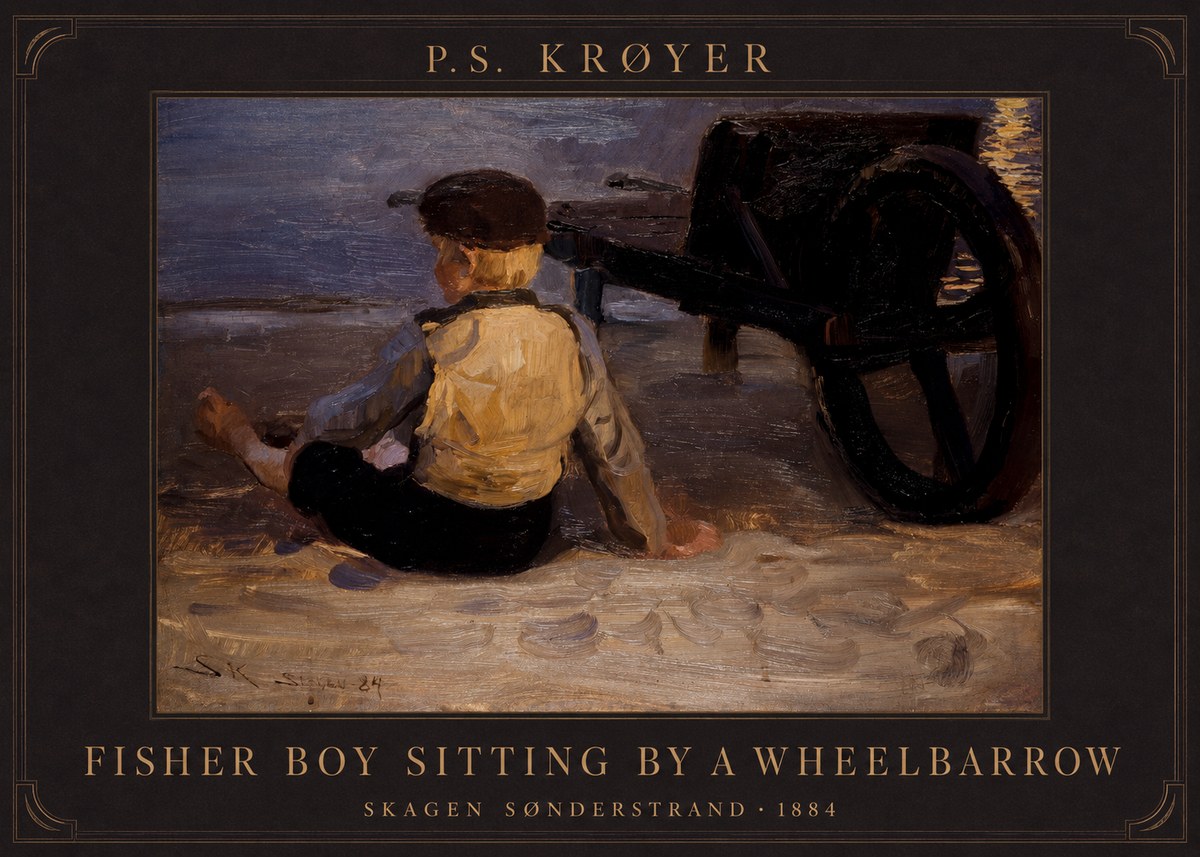 P.S. Krøyer Fisher Boy Sitting by a Wheelbarrow No5 - Plakát