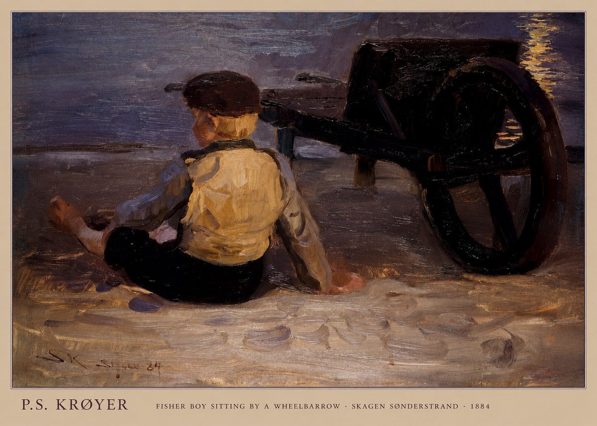 P.S. Krøyer Fisher Boy Sitting by a Wheelbarrow No6 - Plakát