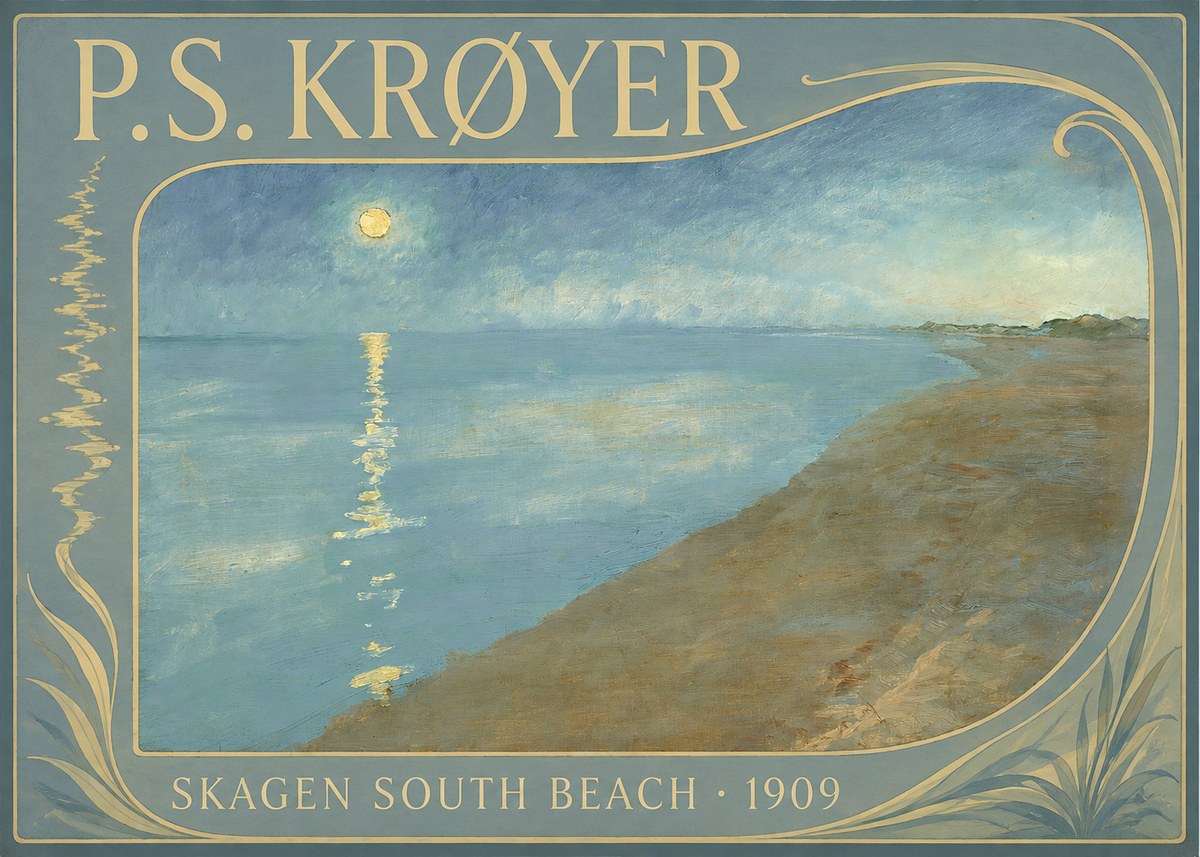 P.S. Krøyer Skagen South Beach · 1909 No4 - Plakát