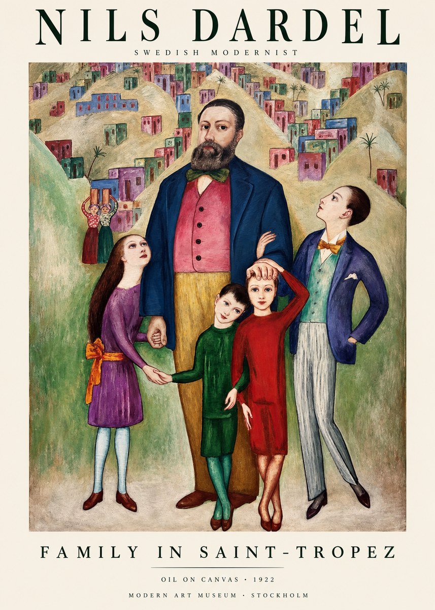 Nils Dardel Family in Saint-tropez No1 - Plakát