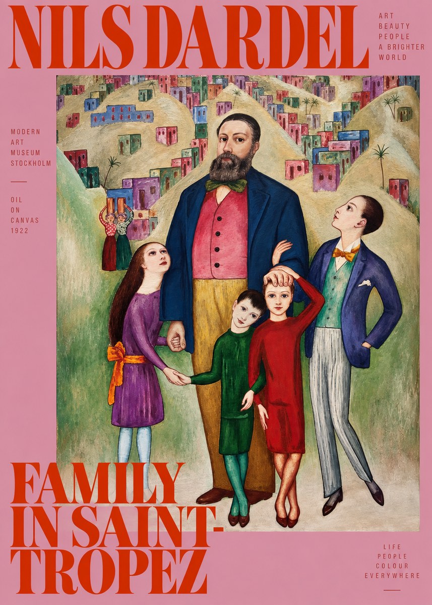 Nils Dardel Family in Saint-tropez No2 - Plakát