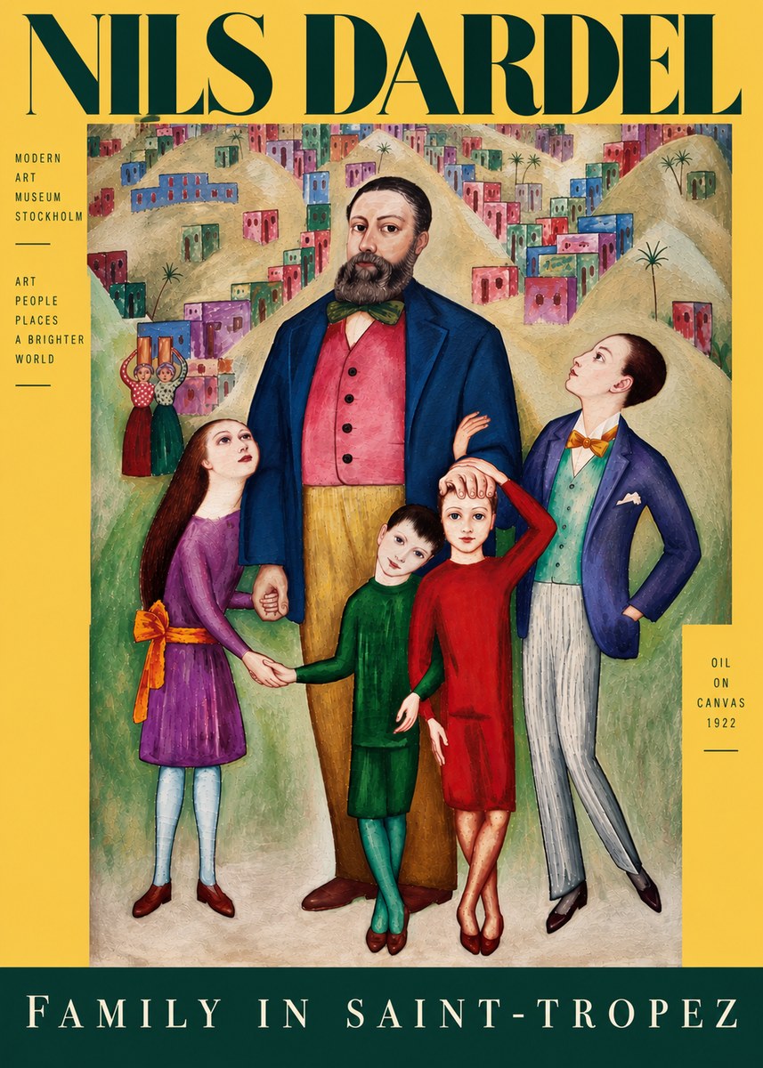 Nils Dardel Family in Saint-tropez No5 - Plakát