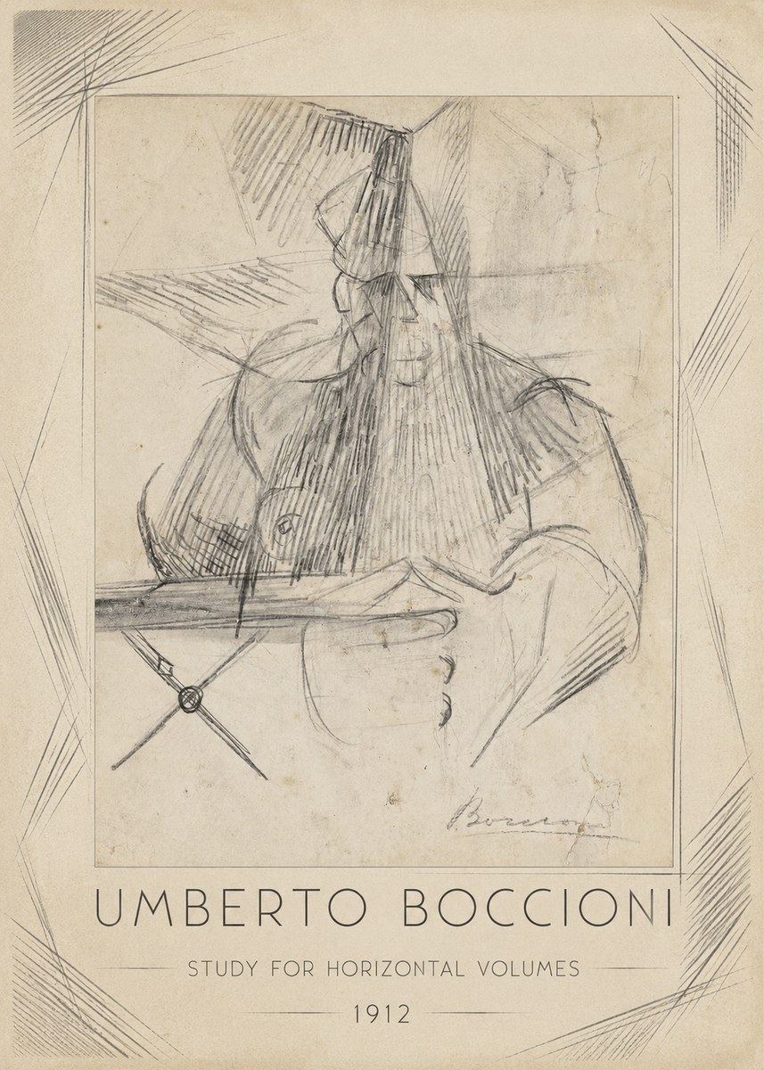 Umberto Boccioni Study for Horizontal Volumes No1 - Plakát