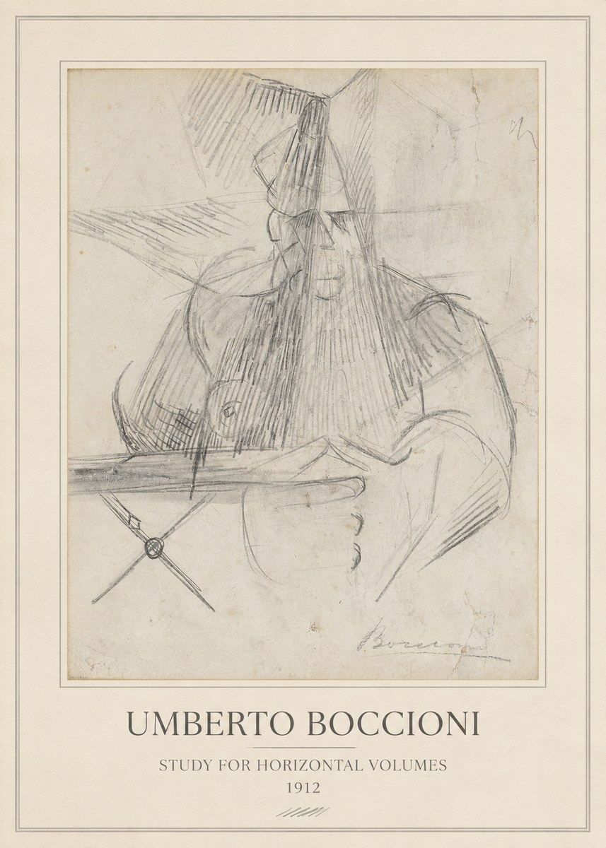 Umberto Boccioni Study for Horizontal Volumes No3 - Plakát