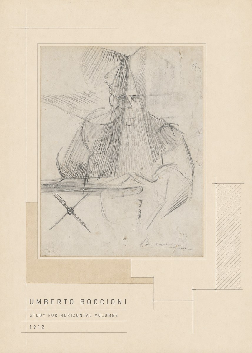 Umberto Boccioni Study for Horizontal Volumes No5 - Plakát
