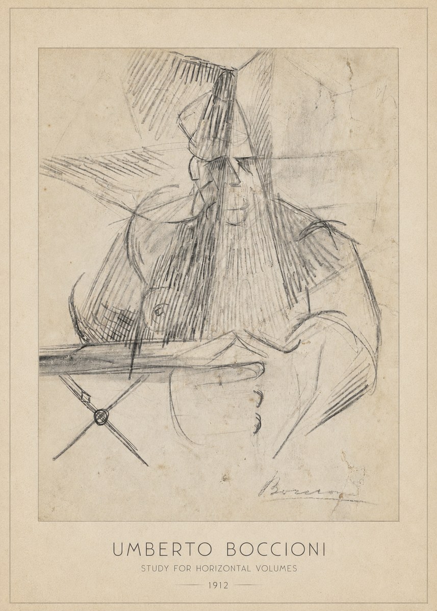 Umberto Boccioni Study for Horizontal Volumes No6 - Plakát