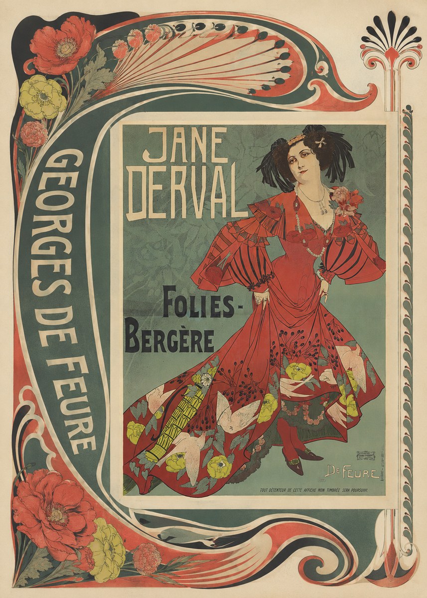 Georges de Feure Jane Derval - Folies-bergère III No2 - Plakát