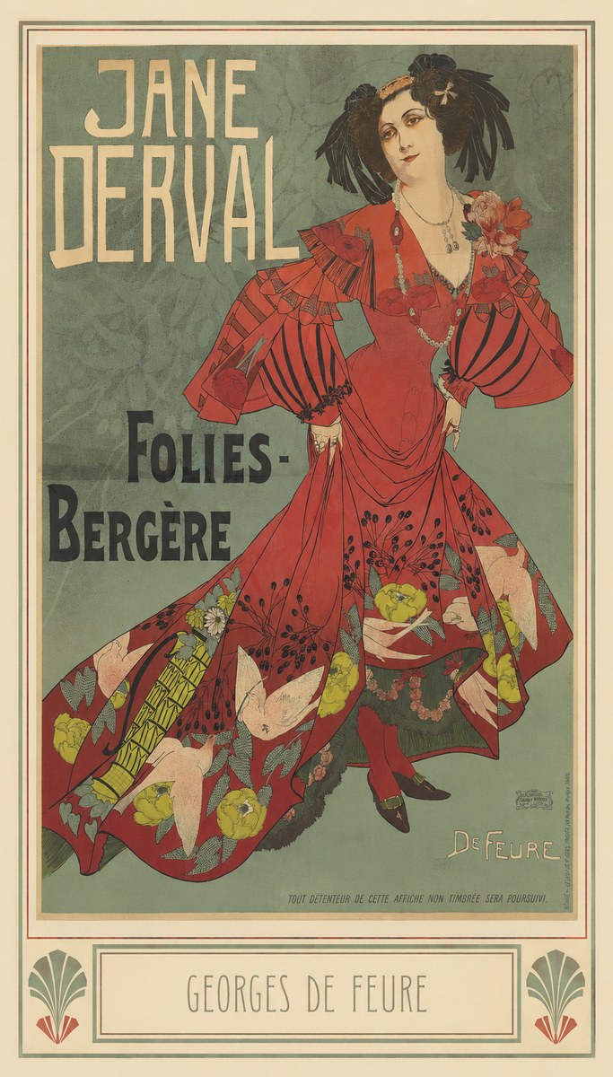 Georges de Feure Jane Derval - Folies-bergère III No3 - Plakát
