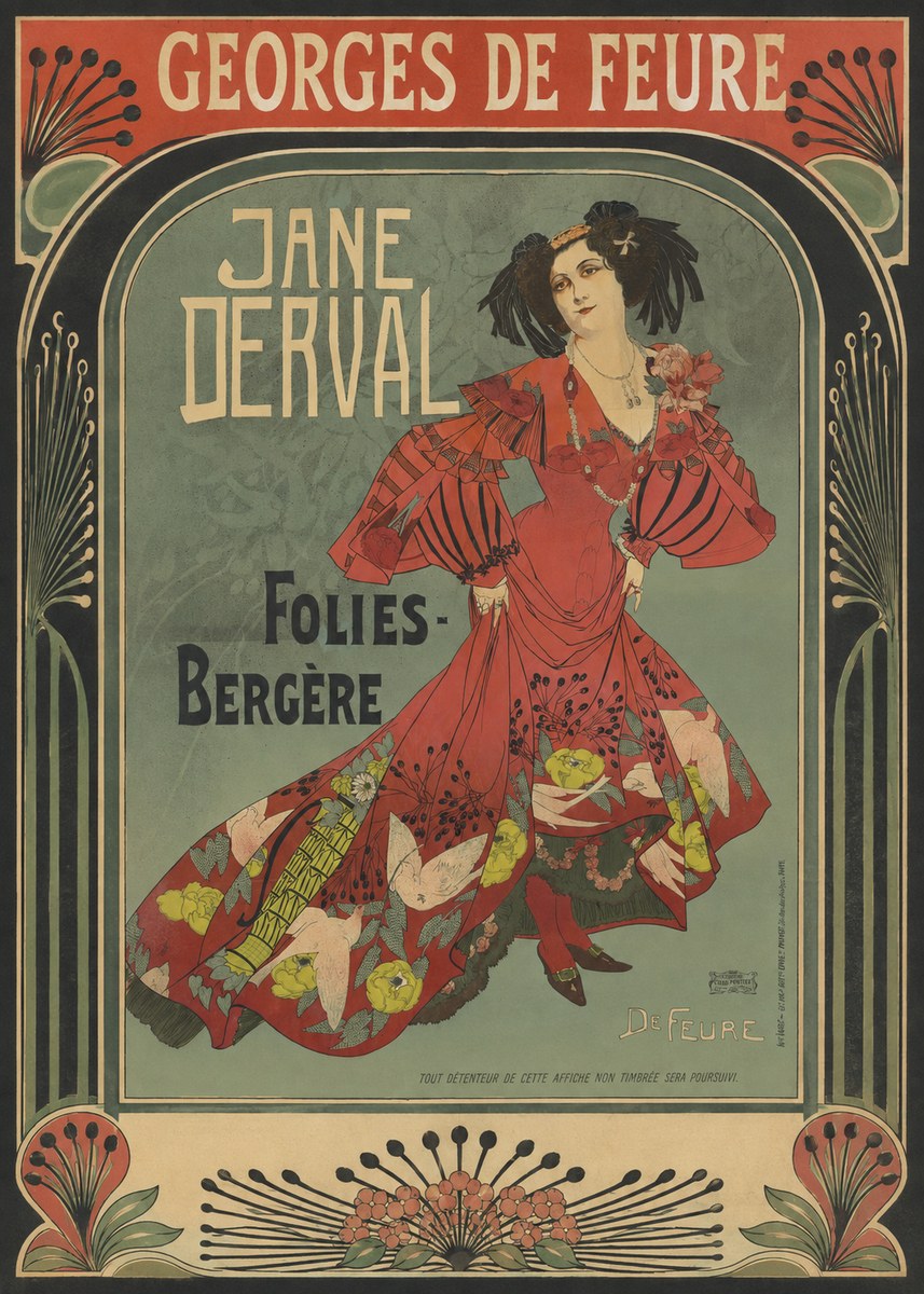 Georges de Feure Jane Derval - Folies-bergère III No4 - Plakát