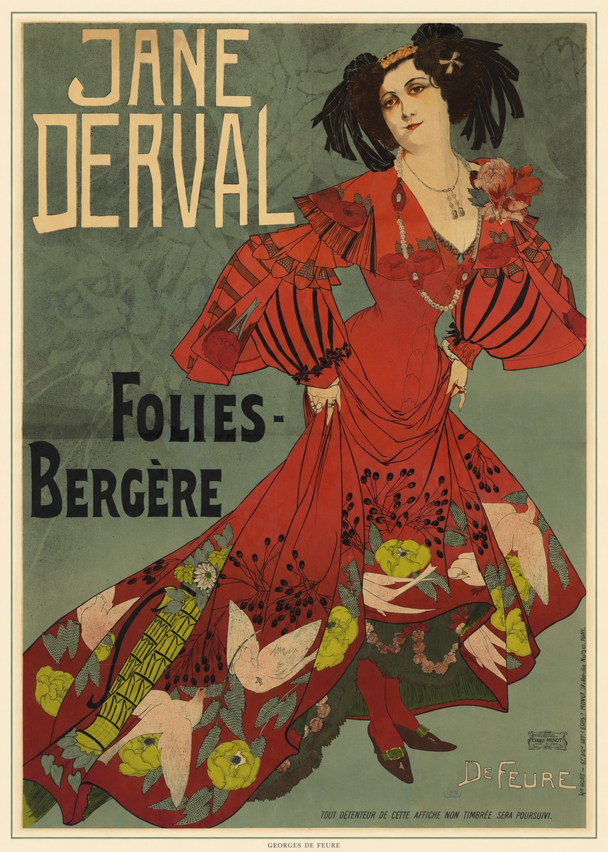 Georges de Feure Jane Derval - Folies-bergère III No5 - Plakát