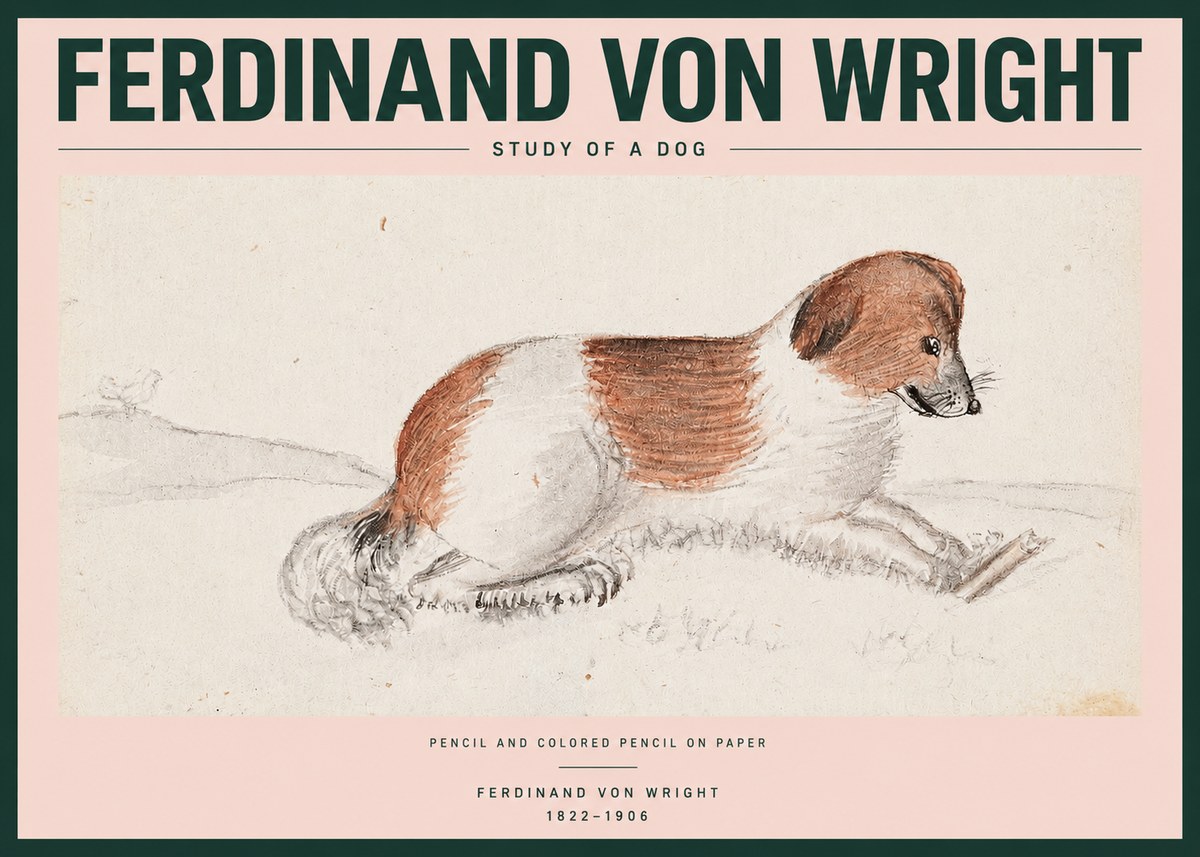 Ferdinand von Wright Study of a Dog No2 - Plakát