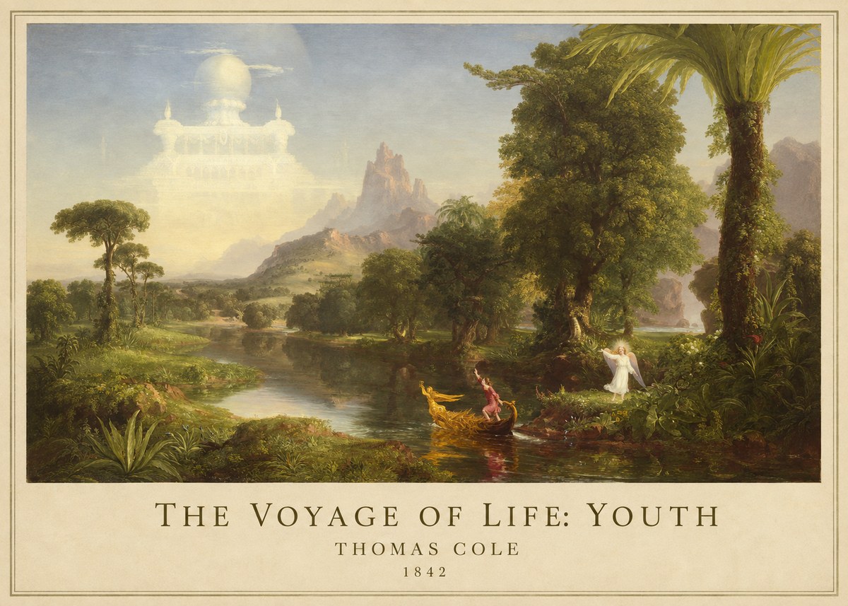 Thomas Cole The Voyage of Life: Youth V No1 - Plakát