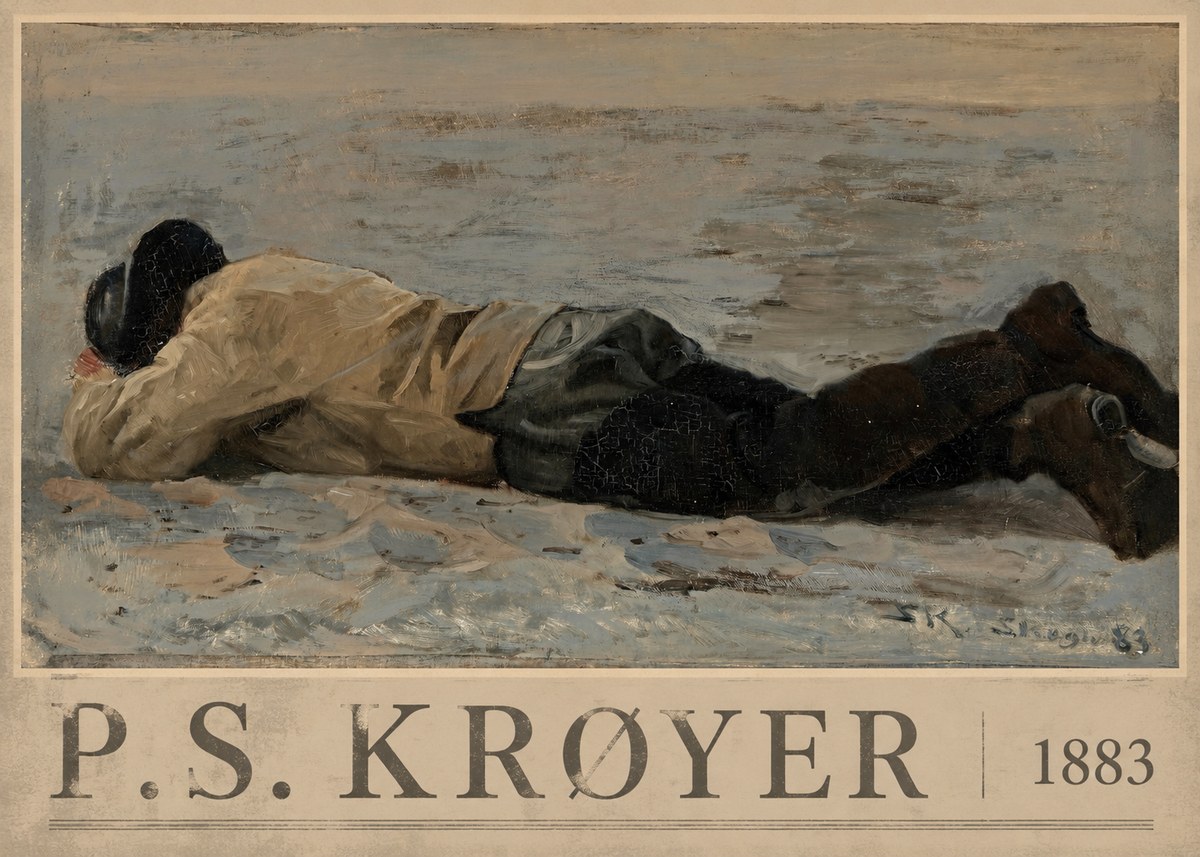 P.S. Krøyer Fisherman Lying on the Beach No3 - Plakát