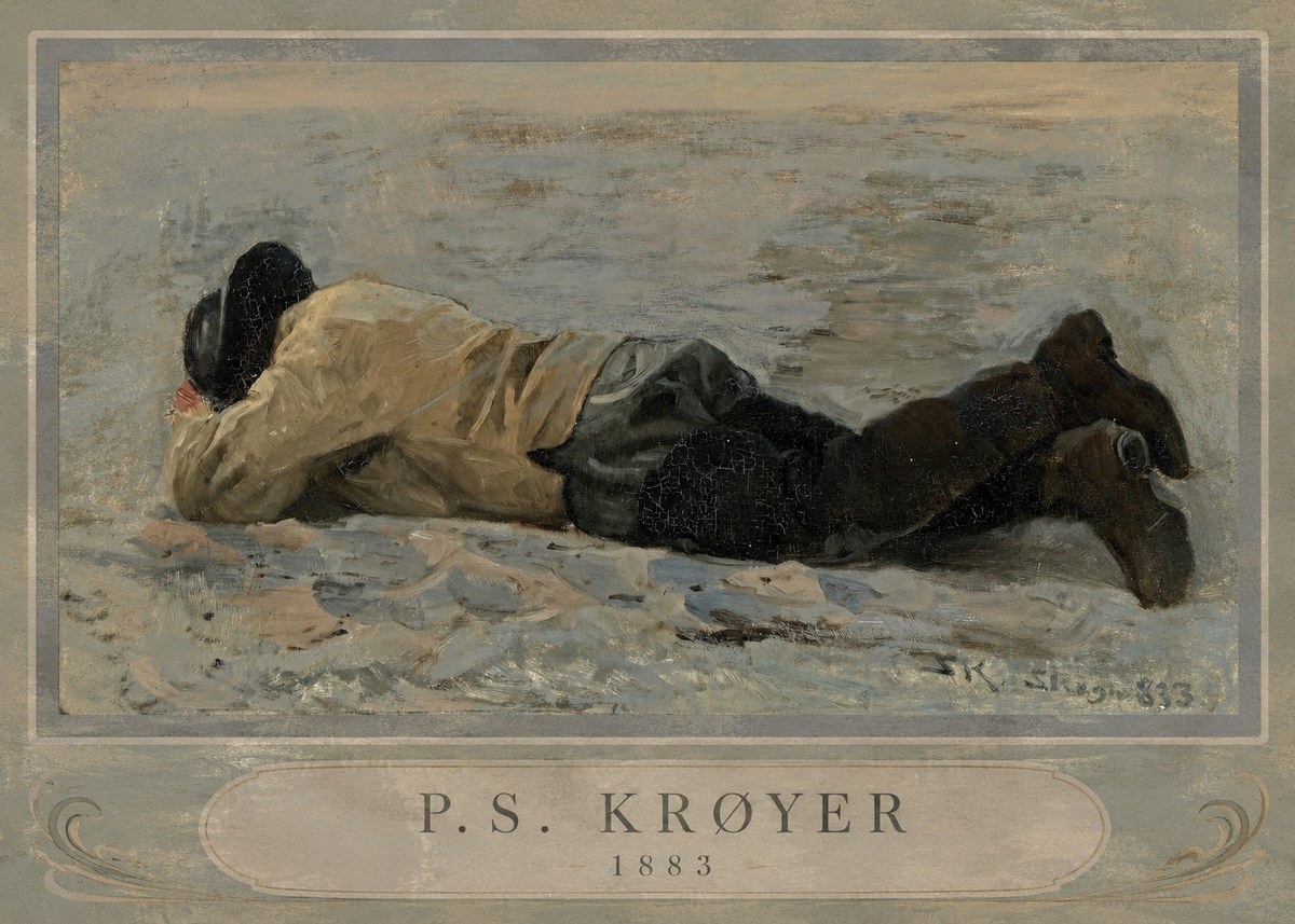 P.S. Krøyer Fisherman Lying on the Beach No4 - Plakát