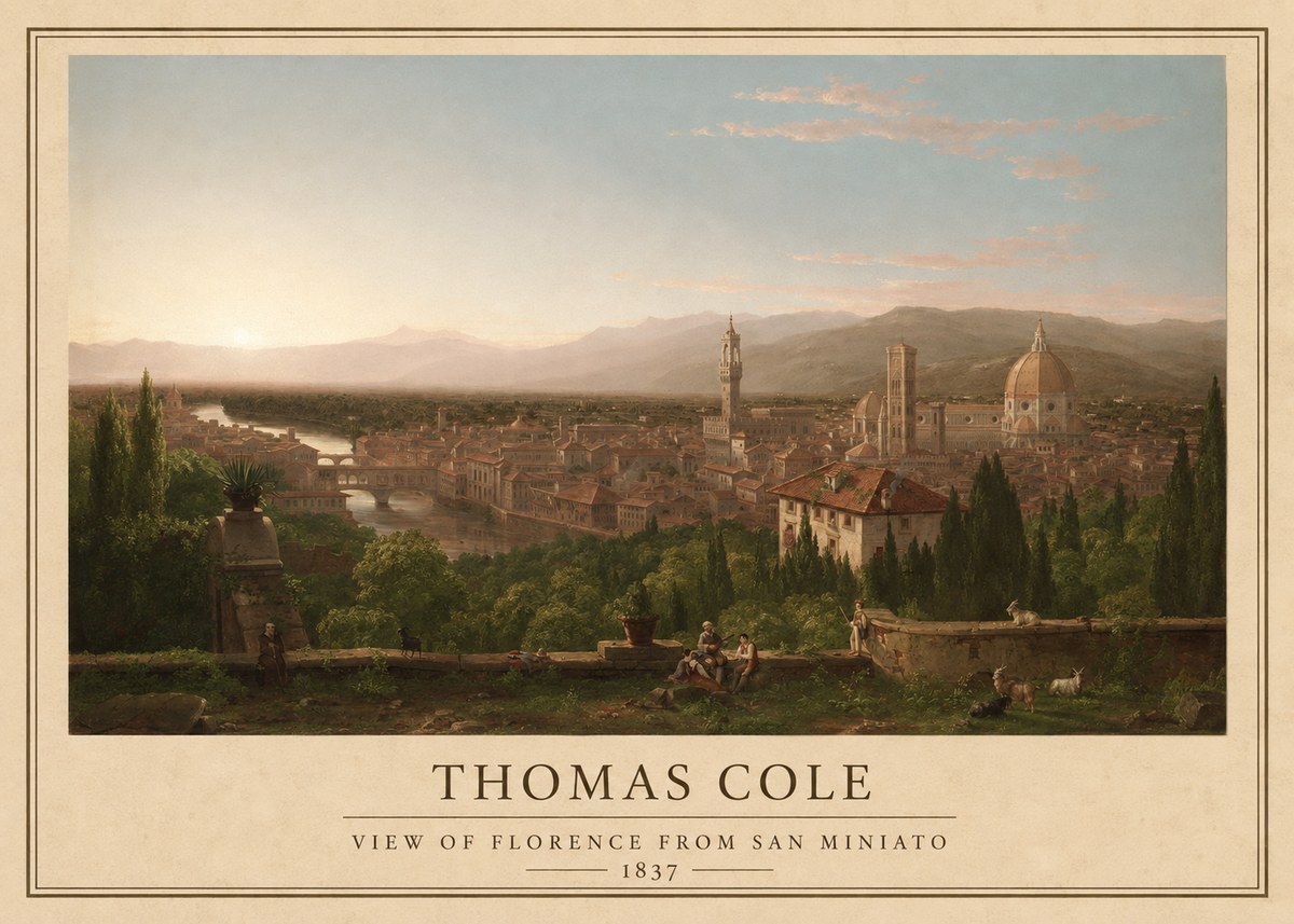 Thomas Cole View of Florence from San Miniato No1 - Plakát