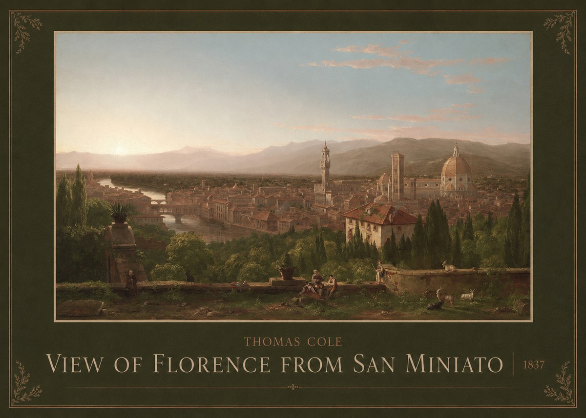 Thomas Cole View of Florence from San Miniato No3 - Plakát