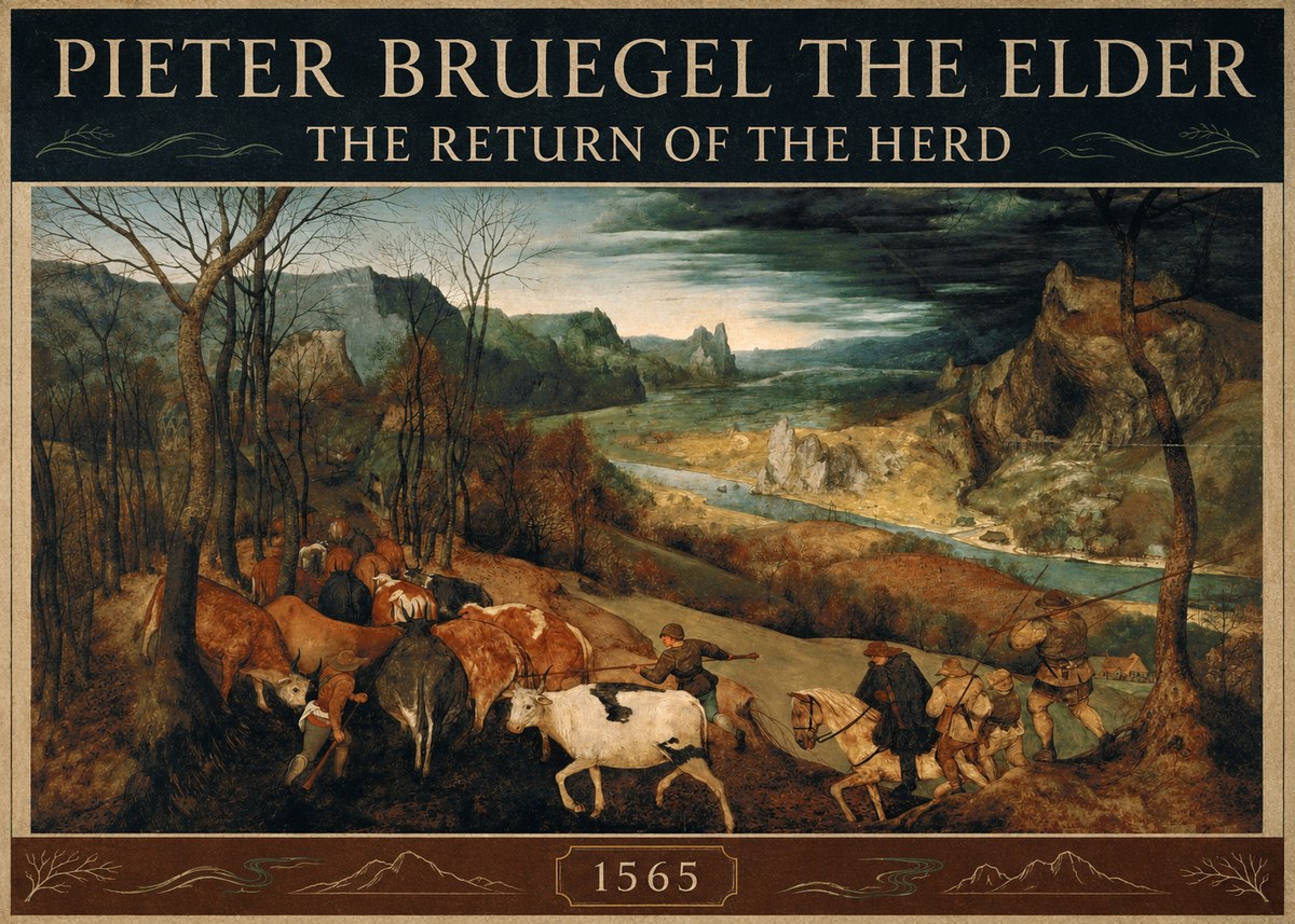 Pieter Bruegel The Return of the Herd No3 - Plakát