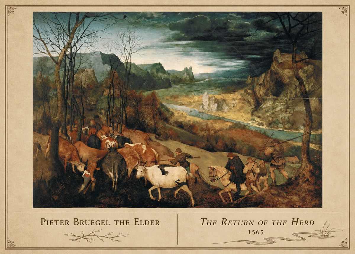 Pieter Bruegel The Return of the Herd No4 - Plakát