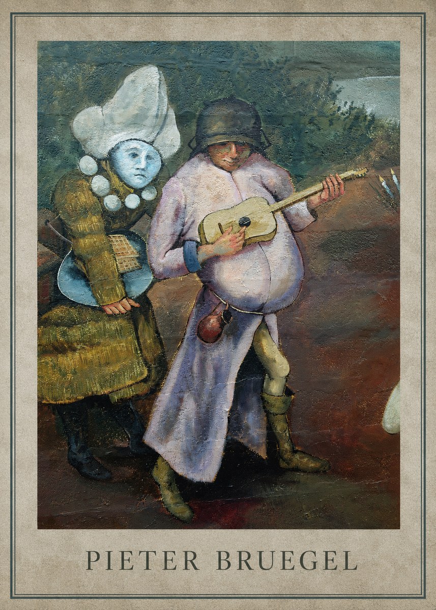 Pieter Bruegel Two Figures with a Lute No3 - Plakát