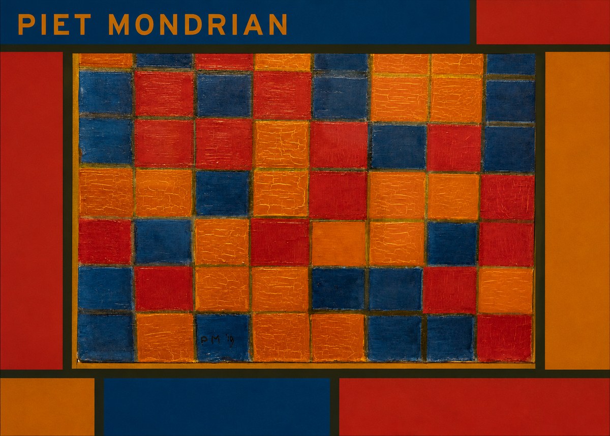 Piet Mondrian Checkerboard Composition with Dark Colors No1 - Plakát