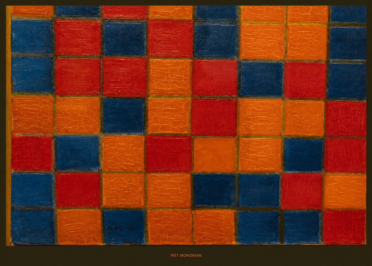 Piet Mondrian Checkerboard Composition with Dark Colors No6 - Plakát