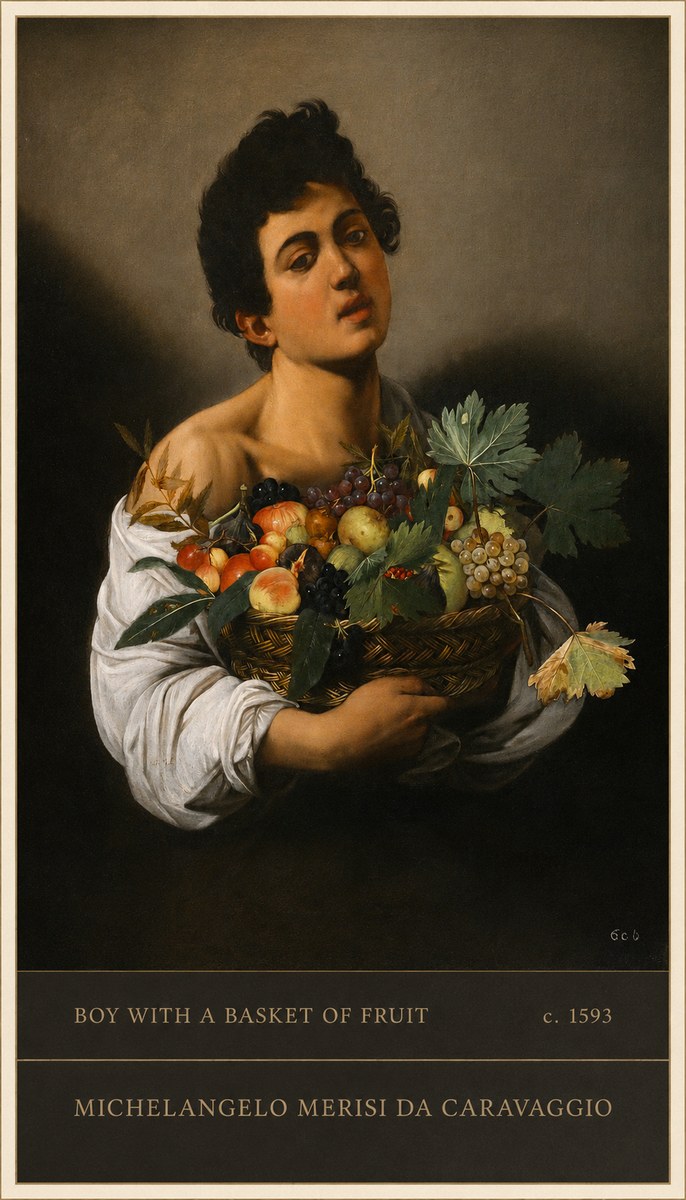 Michelangelo Merisi da Caravaggio Boy with a Basket of Fruit No5 - Plakát