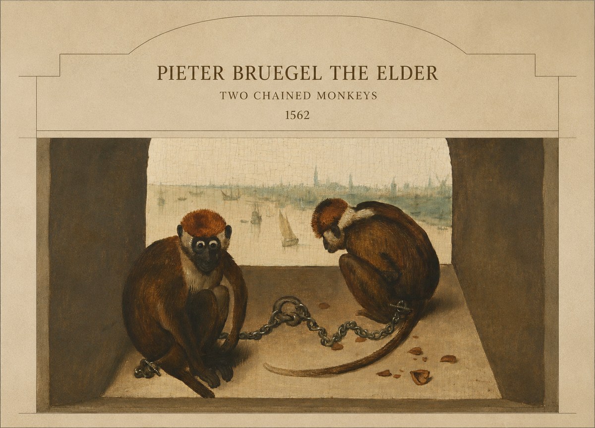 Pieter Bruegel Two Chained Monkeys II No4 - Plakát