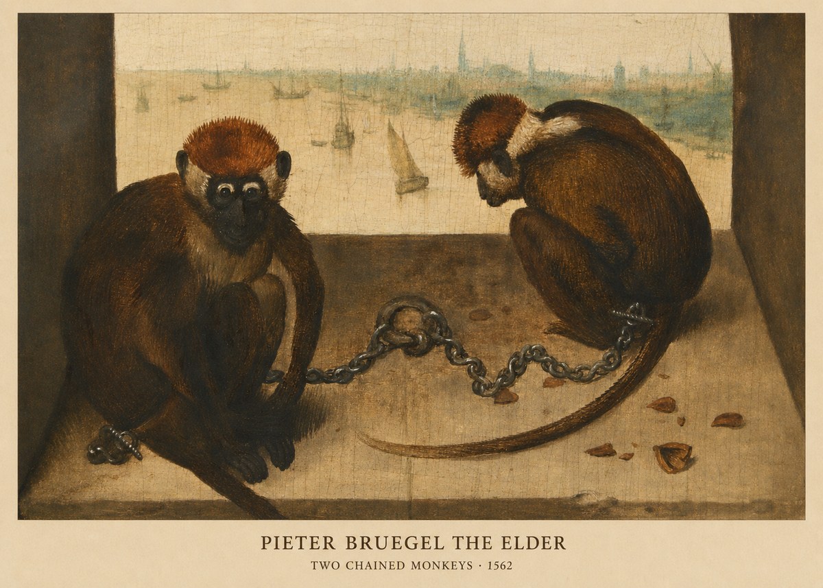 Pieter Bruegel Two Chained Monkeys II No6 - Plakát