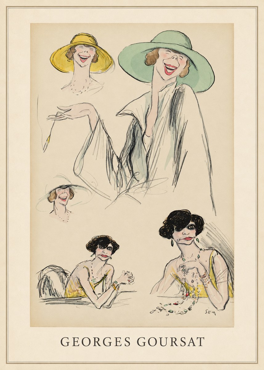 Georges Goursat Elegant Parisian Caricatures No3 - Plakát