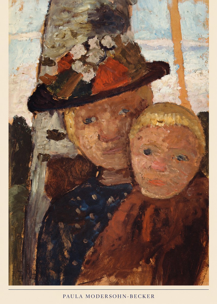 Paula Modersohn-Becker Mother and Child with Hat No6 - Plakát