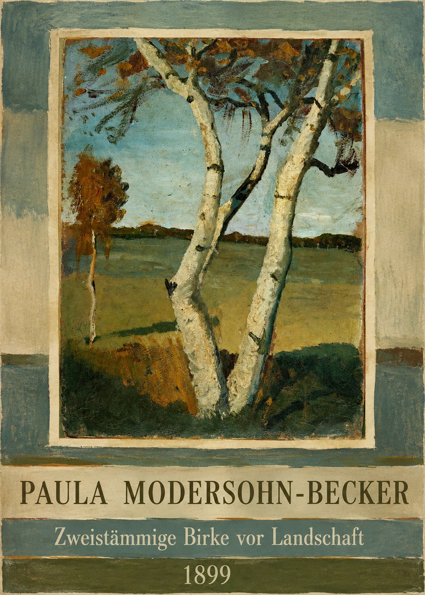 Paula Modersohn-Becker Zweistämmige Birke Vor Landschaft No2 - Plakát
