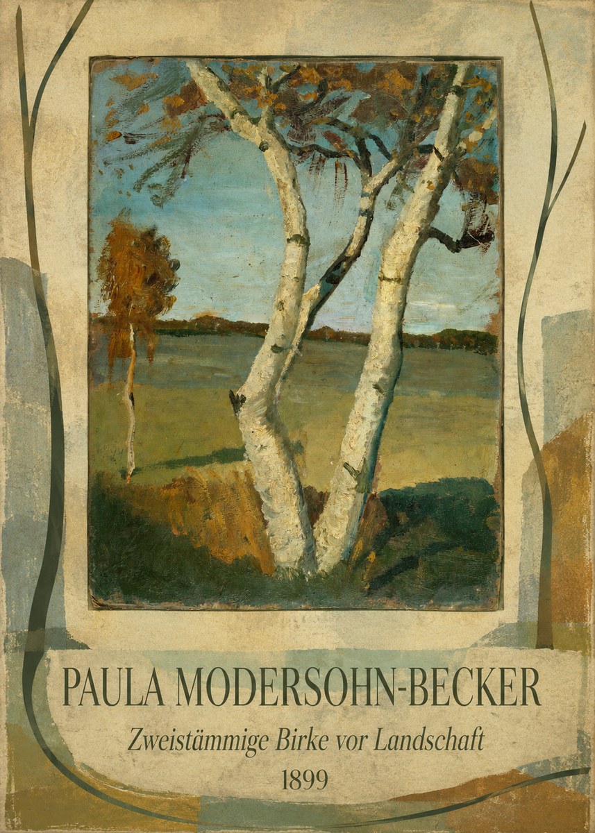 Paula Modersohn-Becker Zweistämmige Birke Vor Landschaft No4 - Plakát