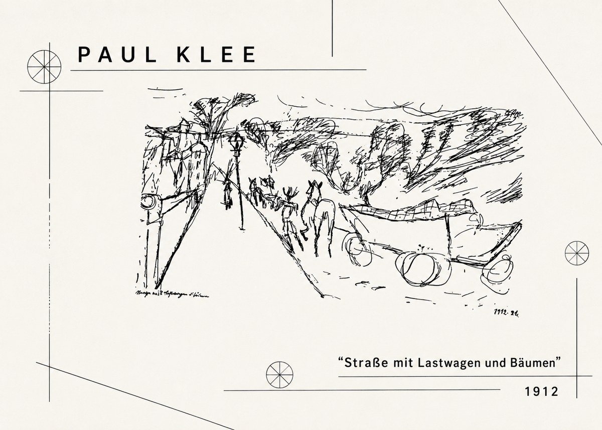 Paul Klee Straße Mit Lastwagen Und Bäumen No2 - Plakát