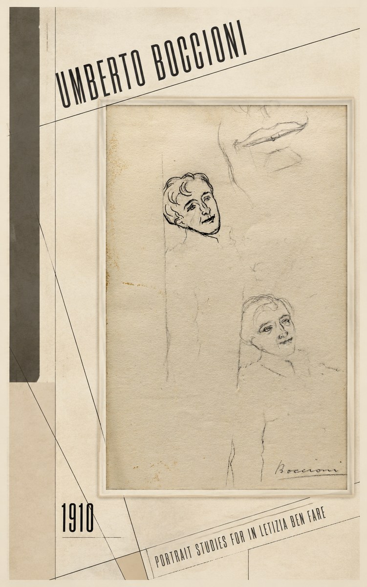 Umberto Boccioni Portrait Studies for in Letizia Ben Fare No2 - Plakát
