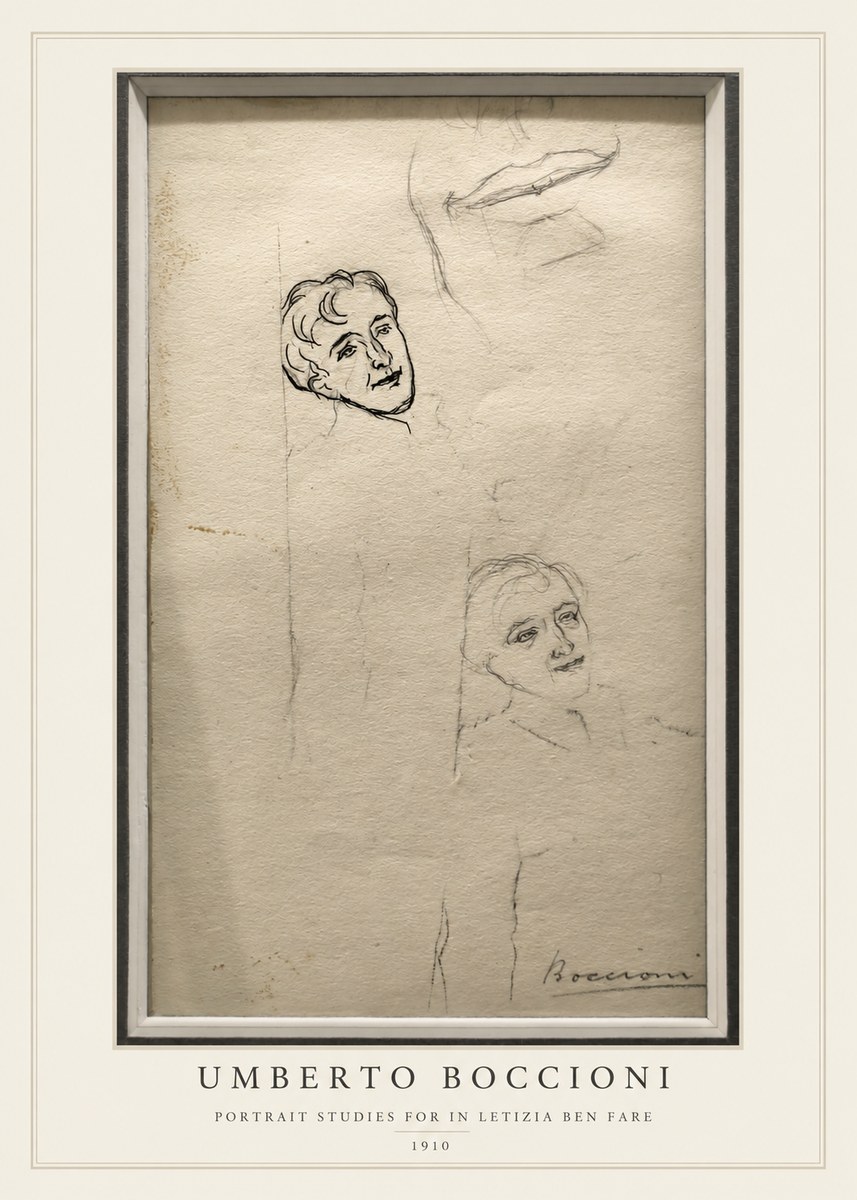 Umberto Boccioni Portrait Studies for in Letizia Ben Fare No3 - Plakát