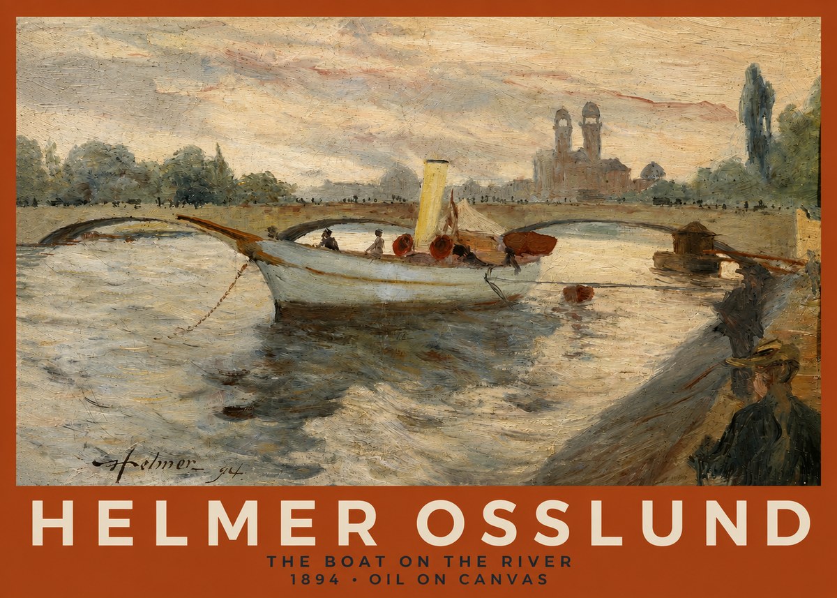 Helmer Osslund The Boat on the River No2 - Plakát