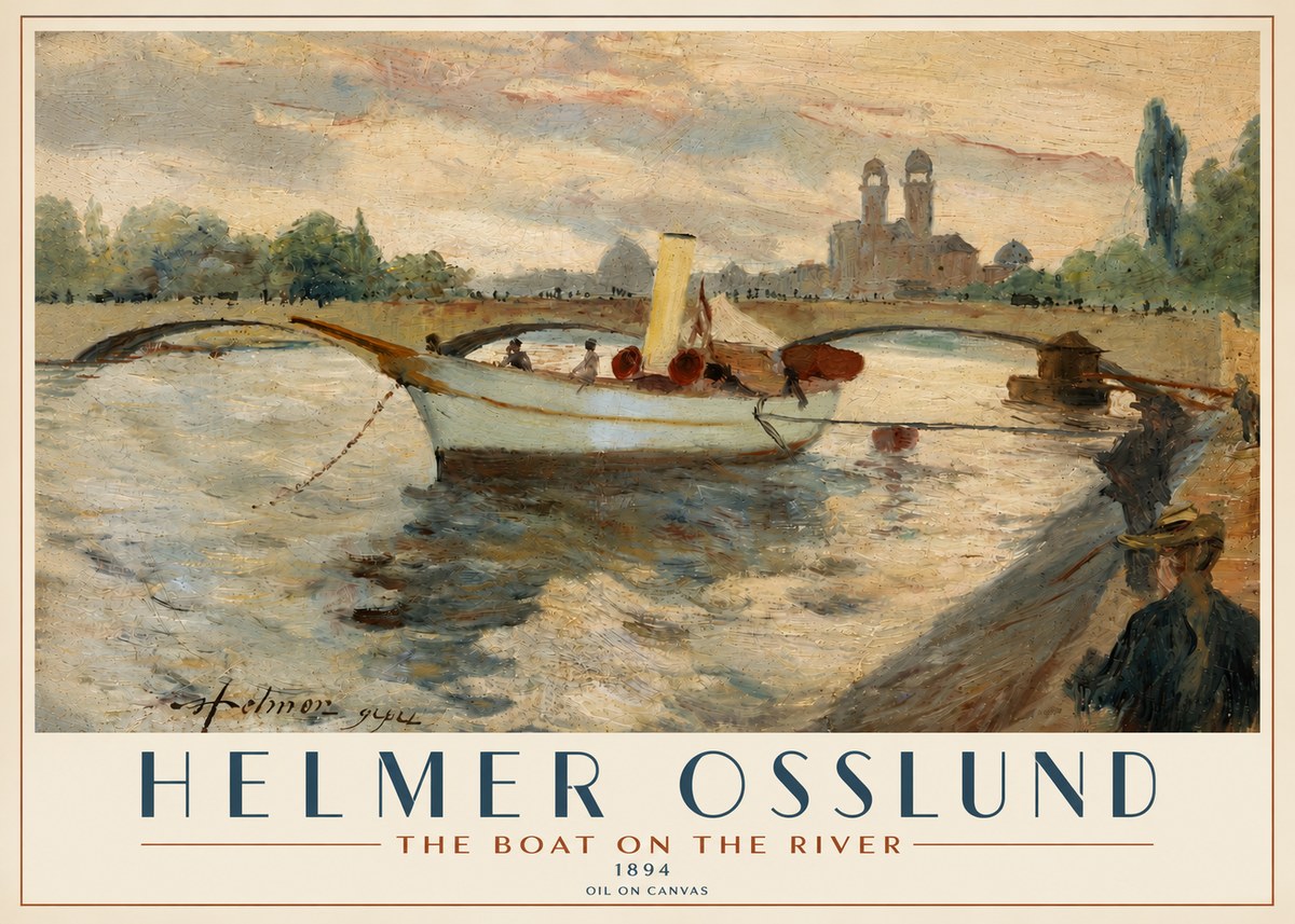 Helmer Osslund The Boat on the River No4 - Plakát