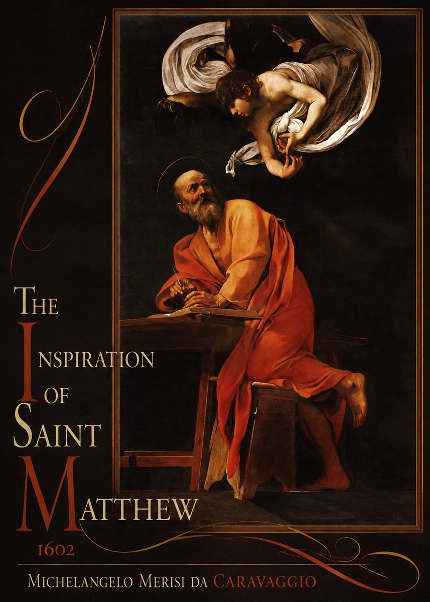 Michelangelo Merisi da Caravaggio The Inspiration of Saint Matthew II No2 - Plakát