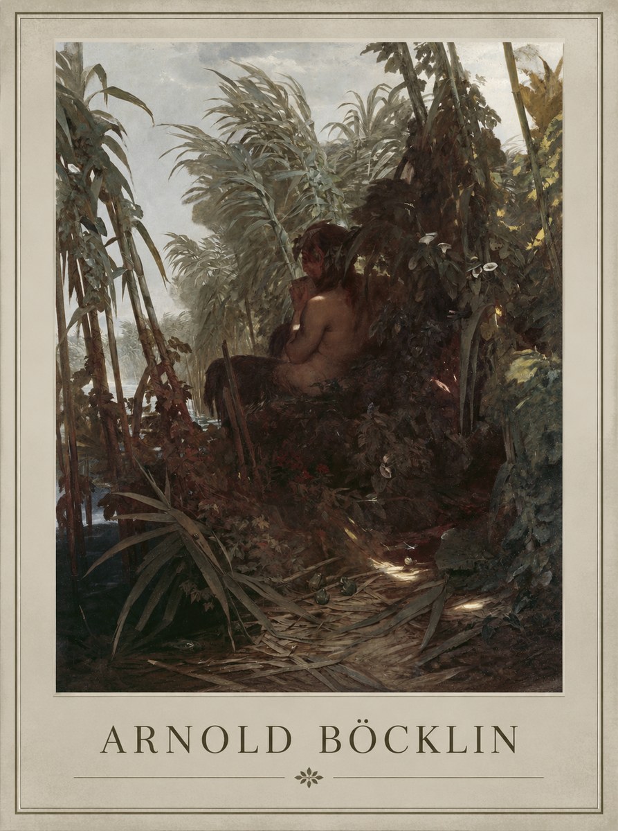 Arnold Böcklin Faun Playing the Panpipes No1 - Plakát