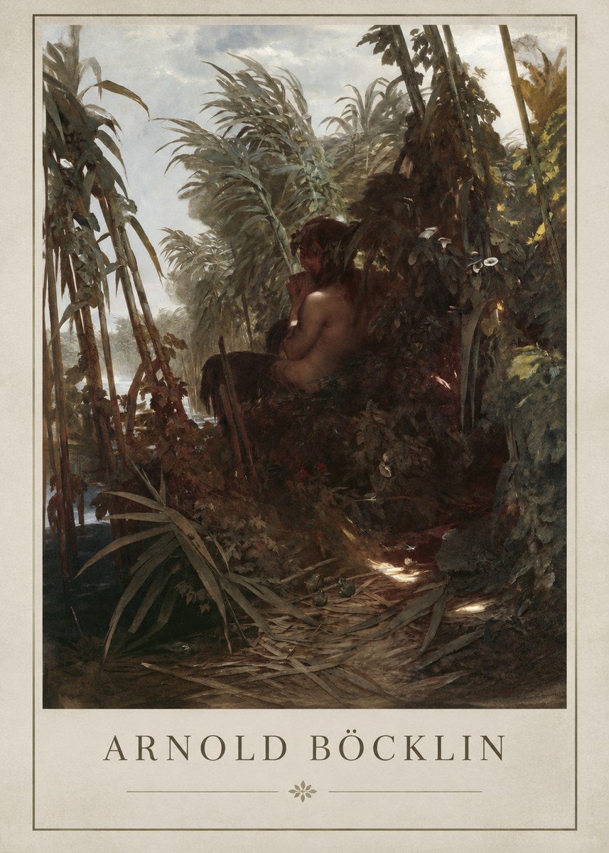 Arnold Böcklin Faun Playing the Panpipes No2 - Plakát