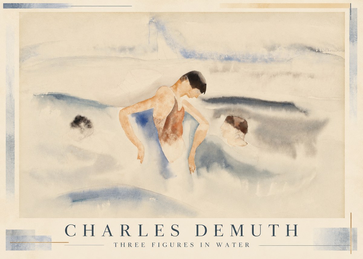 Charles Demuth Three Figures in Water No1 - Plakát