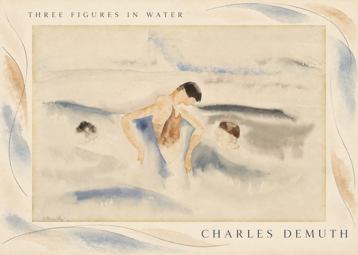 Charles Demuth Three Figures in Water No3 - Plakát