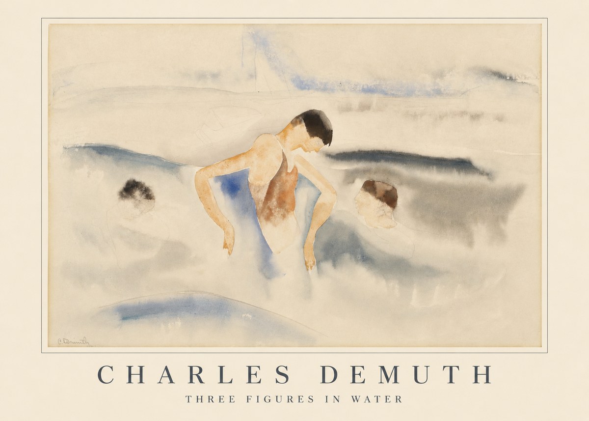 Charles Demuth Three Figures in Water No5 - Plakát