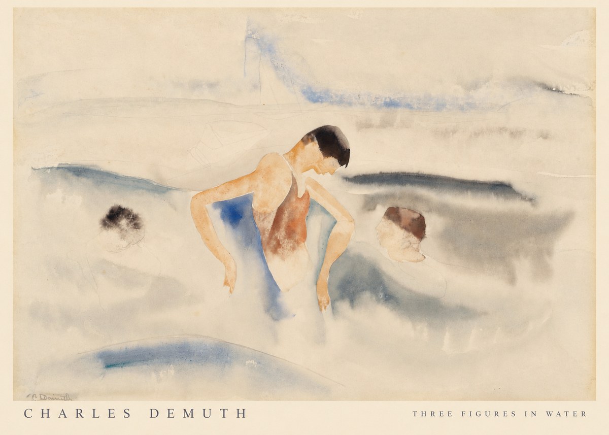 Charles Demuth Three Figures in Water No6 - Plakát