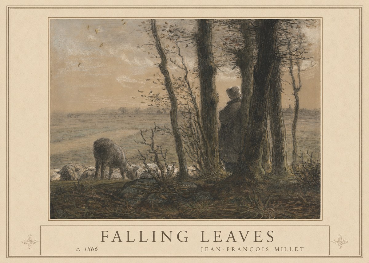 Jean-François Millet Falling Leaves No1 - Plakát